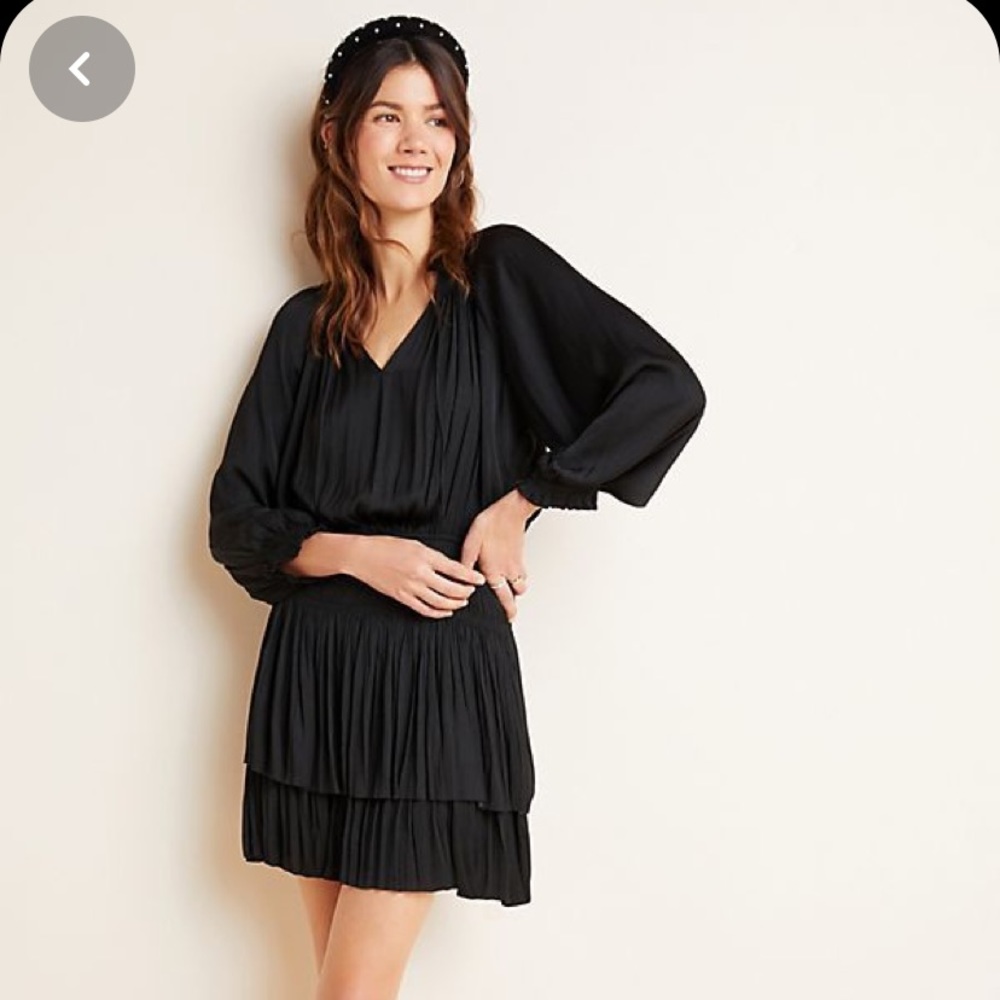 Anthropologie Black Mini Poppy Dress